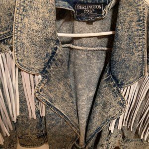 Denim Jacket with Leather  Fringes